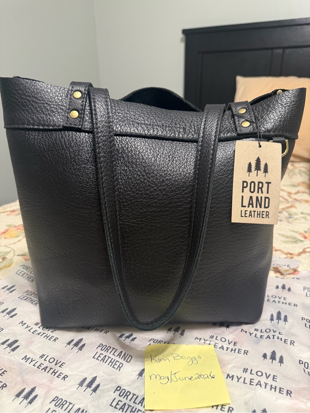 Portland Leather Goods - Montana Black Pebbled Leather Tote